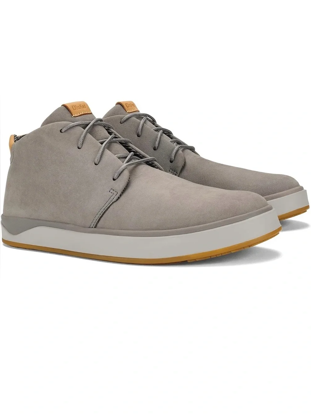 OluKai • Men's Graphite Gray Chukka Waterproof Ankle Boot with Tan Accents